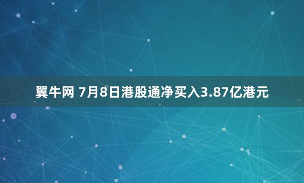 翼牛网 7月8日港股通净买入3.87亿港元