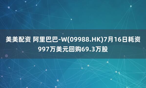 美美配资 阿里巴巴-W(09988.HK)7月16日耗资997万美元回购69.3万股